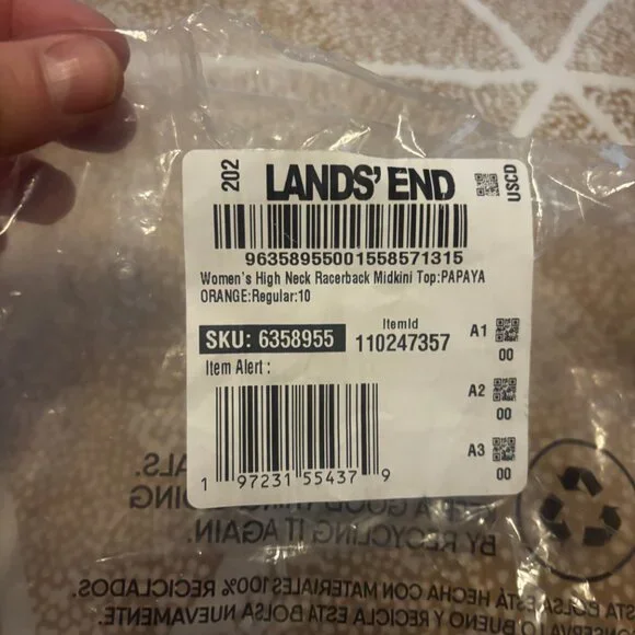 Land's End Papaya Orange Swim Skirt (8) & Tankini Top (10) Set NWT - Picture 3 of 10